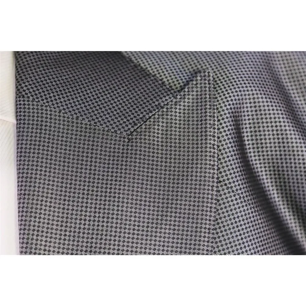 Sidohr Silver Check Silk Double Breasted Formal Masquerade Suit Handmade 44XL
